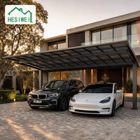 Abri de voiture double gris minimaliste moderne, structure en aluminium électrophorétique anti-corrosion, pour maisons de luxe, OEM ODM, auvent multifonctionnel