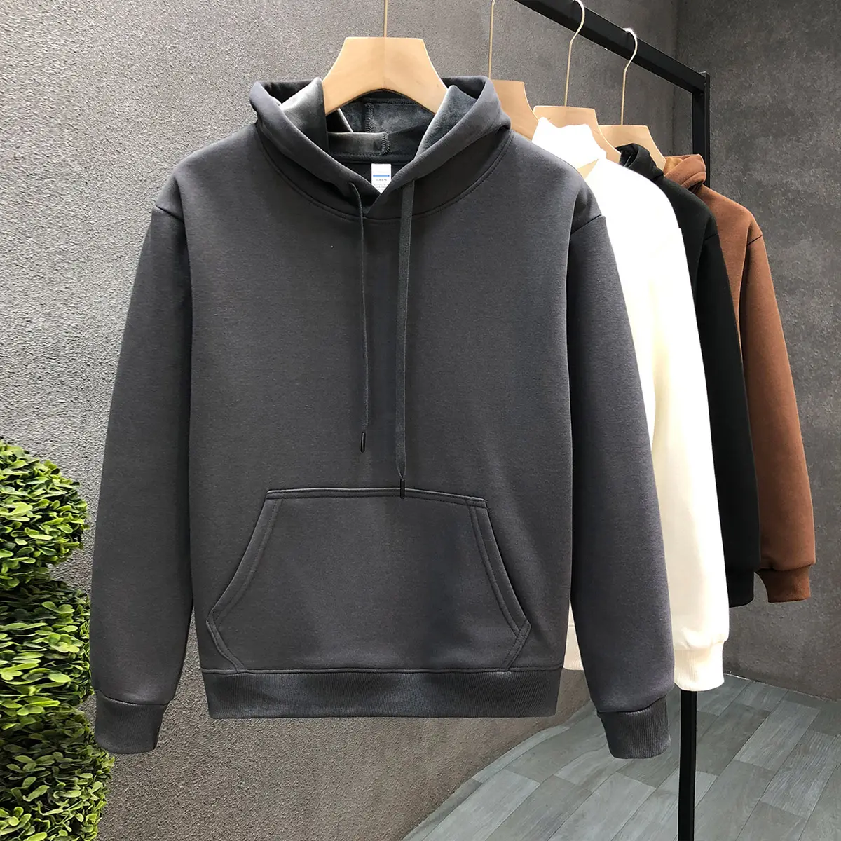 Ağır ağırlık jogger giyim tişörtü özel baskı erkekler düz svetşört nakış hoodies boy