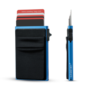 Top Factory Wholesale RFID Safe Aluminum <b>Slide</b> Auto-eject Business <b>Small</b> Card Holder Pop up Cardholder Money Clip Wallet for Men - Product Image 1