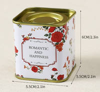 Boîte de rangement carrée en fer blanc imprimée sur mesure avec couvercle pour emballage cadeau de thé, bonbons et biscuits