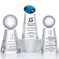 Trophée en cristal biseauté personnalisé, design globe diamanté, pour tournois scolaires et sportifs professionnels