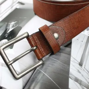 Original Men's Split Leather Belt Cow Hide Material with Alloy Buckle