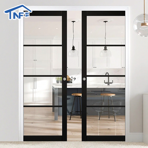 Aluminum Frame Invisible Interior Door Aluminum <strong>Sliding</strong> Pocket Door Custom Frosted Glass Hidden in <strong>Wall</strong> Home <strong>Partition</strong> Door - Product Image 1