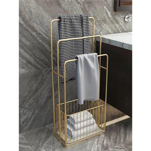 Porte-serviettes scandinave de luxe en plastique à 3 barres, étagère autoportante pour rangement de salle de bain - Product Image 3