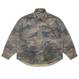 เสื้อเชิ้ตผู้ชายไซส์ใหญ่ลายพรางแขนยาวติดกระดุม ผ้าซาตินพิมพ์ลายลำลองสำหรับฤดูใบไม้ร่วง ผ้าโพลีเอสเตอร์/คอตตอนถัก ยับยาก - Product Image 1