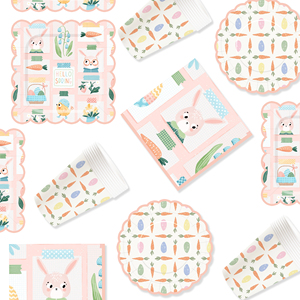 DAMAI Nuevo Diseño con Temática de Primavera y Conejo, Juego de Vajilla Desechable de Papel para Fiesta de Cumpleaños, Platos, Servilletas y Vasos para Pascua - Product Image 4