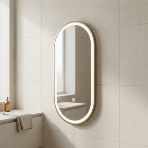 <span class=keywords><strong>Espejo</strong></span> de Baño Moderno Ovalado <span class=keywords><strong>con</strong></span> Iluminación LED de Doble Cara y Marco Metálico <span class=keywords><strong>para</strong></span> Hogar, Hotel, Barbería, Alojamiento y Baños - Product Image 4