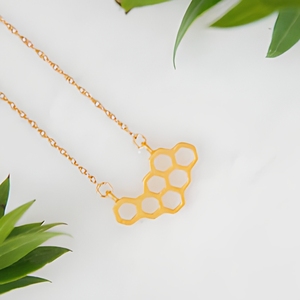 Collar Minimalista con Colgante <span class=keywords><strong>de</strong></span> Panal, Chapado en Oro <span class=keywords><strong>de</strong></span> 18K, Acero Inoxidable, Versículo Bíblico Religioso, Joyería Inspiradora <span class=keywords><strong>de</strong></span> Fe y Espíritu - Product Image 1