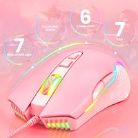 Onikuma – souris de jeu optique filaire rose, Programmable rvb, ordinateur USB 6200 DPI, CW905
