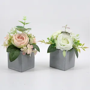 K & B-decoración de boda de alta calidad, planta de imitación, suculentos florales en maceta de plástico Gris