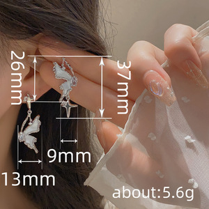 Orecchini Pendenti a Farfalla in Smalto e Zirconi per Donne, Stile Principessa Elegante, Gioielli alla Moda - Product Image 4