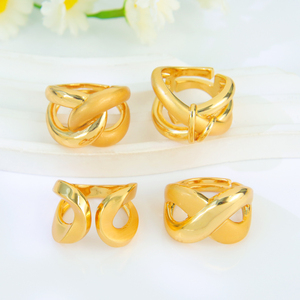 2026 Golden Frosted Ladies <b>Rings</b> Wholesale 21k Gold Plated Italian Geometric Open <b>Finger</b> <b>Ring</b> Jewelry for Women Gift - Product Image 3