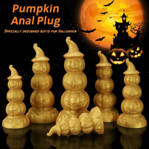 Ornements de jouets sexuels en silicone avec tête de citrouille pour hommes et femmes, appareil sexuel <span class=keywords><strong>anal</strong></span> avec crâne de citrouille - Product Image 1