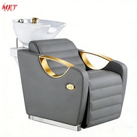 Fauteuil de lavage de cheveux Meientai Classics Black Gold, station de lavage de cheveux luxueuse inclinable
