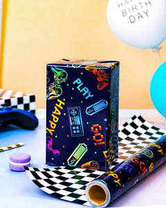 Birthday Wrapping <b>Paper</b> <b>Blue</b> laser-etched wrapping <b>paper</b> Game console pattern wrapping <b>paper</b> for kid boys - Product Image 1
