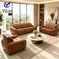 Canapé électrique inclinable le plus vendu, nouveau design moderne italien, modulaire en L, avec chaise longue, accoudoirs combinables et rangement latéral pour salon