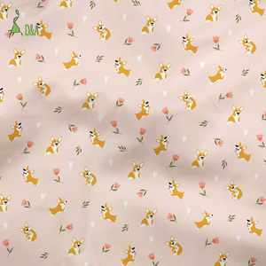 Custom Digitaal Bedrukt 100% Katoenen Stof Blauw Roze Cartoon Honden Voor Kinderkleding-Middelgewicht Meisjes Shirts Jurken Covers - Product Image 6