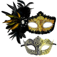 Masque de mascarade en plumes pour couples, masque pour les yeux, couvre-visage, accessoire de cosplay de reine, pour bal, bal de promo, carnaval, accessoires de maquillage