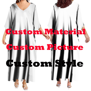 Style rétro Tapa <span class=keywords><strong>Mélanésie</strong></span> Design Taille Unique Robes Longues Lâches Col V Profond Demi Manches Robes Décontractées Vêtements Polynésiens Personnalisés - Product Image 5