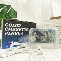 Lecteur de cassettes miniature rose transparent personnalisable ELETREE avec radio FM et écouteurs