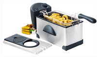 Friteuse électrique professionnelle en acier inoxydable 3L avec revêtement antiadhésif PFA et protection contre la surchauffe pour usage domestique
