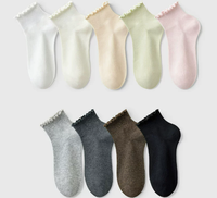 Chaussettes courtes respirantes en coton tricoté pour filles, à volants, couleur unie, pour usage quotidien et décontracté – Grande Vente