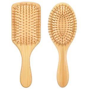 100% Pure Bamboo Detangle Hair <b>Brush</b> Natural Wooden Pin Paddle Massage <b>Brush</b> Cushion Hairbrush - Product Image 2