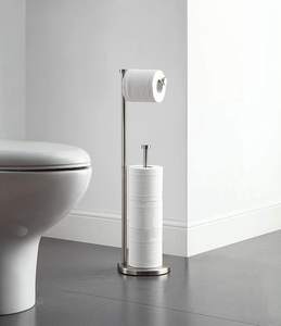 Porte-<span class=keywords><strong>papier</strong></span> <span class=keywords><strong>toilette</strong></span> moderne en acier inoxydable sur pied avec support de rechange pour la maison et l'hôtel - Product Image 6