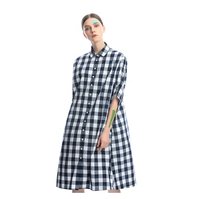 Tongrui le nouveau 2021 surdimensionné marine blanc carreaux mi-longueur été femmes robe de merde