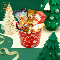 Petit seau en étain avec poignée pour paquet de bonbons chocolats Noël Halloween Candy Tin Container avec couvercle Tin Toys for Kids