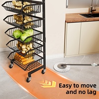 Étagère à fruits et légumes multi-niveaux en métal, avec drainage, hauteur réglable, protection anti-corrosion, écologique, chariot de rangement mobile