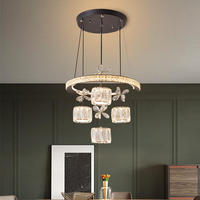Lustre moderne en cristal LED pour chambre à coucher salle à manger plafond finition or/noir mat lampe centrale à montage encastré et à économie d'énergie