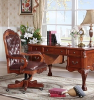Mobilier de bureau PDG chaise de direction rotative chaise de bureau en cuir étude en bois massif sculpté américain chaise pivotante en bois massif
