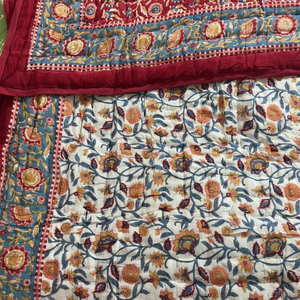 Premium Trending Design 100% Cotton BlockPrint <b>Quilted</b> Luxury Oversized <b>Throw</b> Blanket Soft <b>Bed</b> Coverlet CottonFabric Dressmaking - Product Image 1