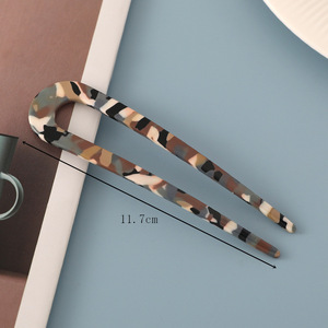 SongMay 4.6 pollici acetato tartaruga guscio forchette per capelli 2 punte Updo Chignon francese forcina a forma di U accessori per forcine per capelli - Product Image 4