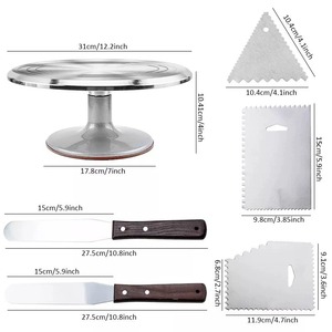 Wholesale Aluminium <strong>Cake</strong> Decorating Kit Supplies Turntable Pastry Nozzles Tools with Rotating <strong>Stand</strong> Revolving Spinner - Product Image 2