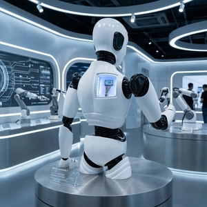 Sculpture de robot humanoïde <span class=keywords><strong>géant</strong></span> personnalisé en fibre de verre de 1,8 m, grande statue de figurine cybérique en PRV avec yeux LED pour la décoration des centres commerciaux et des places publiques - Product Image 6