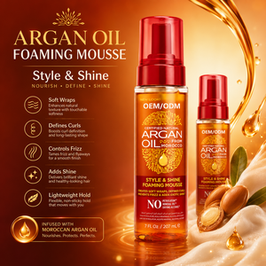 OEM ODM Argan Oil Vegan Foaming Mousse Curly Hair Frizz Control Shine Strong Hold Private Label Styling Foam - Product Image 2