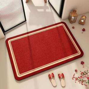 Tapis de bain en terre de diatomée rectangulaire rouge, nouveau style chinois, absorbant et antidérapant pour salle de bain - Product Image 5