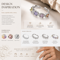Bagues en argent véritable 925 plaqué or 18 carats avec zircon, design original, pour femmes, bijoux romantiques pour mariage et fête, vente en gros B2B