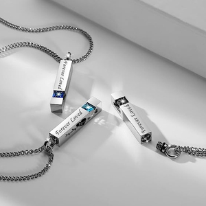 Pha Lê hỏa Táng urn đồ trang sức Cube tưởng niệm tro Vòng cổ mặt dây chuyền lưu niệm-Bạc Birthstone loạt - Product Image 3