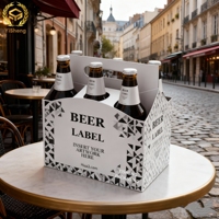 Boîte en carton ondulé robuste et imperméable avec poignée pour bouteilles de bière et de vin - Emballage écologique réutilisable