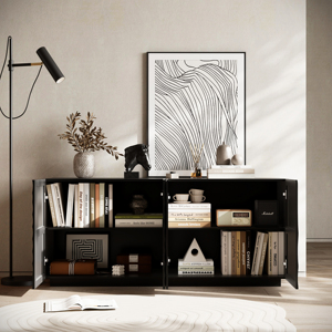 Sang trọng sàn nhà bếp & phòng khách (Màu Đen) 4 cửa sideboard freestanding chống Bán Phá Giá hiện đại tự chọn tủ với xoắn ốc hạt - Product Image 3