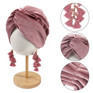 <span class=keywords><strong>Gorros</strong></span> Turbante de Color Sólido con Borlas, Pañuelos <span class=keywords><strong>para</strong></span> la Cabeza Elásticos, <span class=keywords><strong>Gorros</strong></span> Musulmanes Transpirables, Gorro de <span class=keywords><strong>Quimioterapia</strong></span> <span class=keywords><strong>para</strong></span> Mujer, Gorro de Terciopelo - Product Image 5