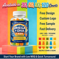 Gummies véganes DHA Oméga-3 pour enfants et adolescents, 60 unités, complément naturel favorisant la santé du cerveau, du cœur et le bien-être général