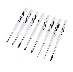 Ensemble de pinceaux pour gel UV, manche en plastique transparent blanc, pinceau liner pour nail art, pour peinture, sac en PVC, outil de manucure pour salon - Product Image 2