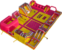 Parc gonflable à thème ninja excitant, parc d'attractions gonflable avec trampolines, aire de jeux gonflable avec parcours d'obstacles
