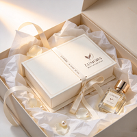 Boîte cadeau à fermeture magnétique de style vintage sur mesure, boîtes rigides de rangement pour cosmétiques, boîte à parfum de luxe avec ruban en satin
