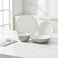 Service de table en grès simple et luxueux, assiettes et bols en céramique crème mouchetée, passe au micro-ondes et au lave-vaisselle, service de petit-déjeuner