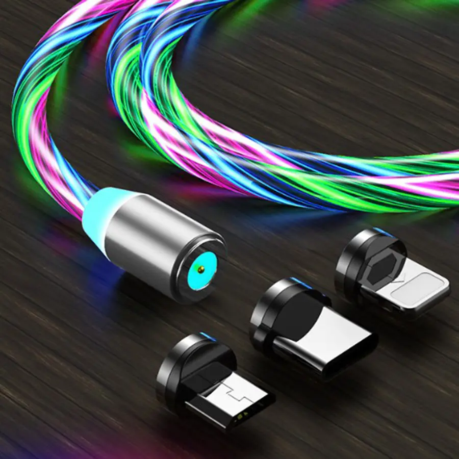 New Cell Phone USB Charger Magnet Cable Magnetico LED Charger 3 in 1 Charging Magnetic Cable